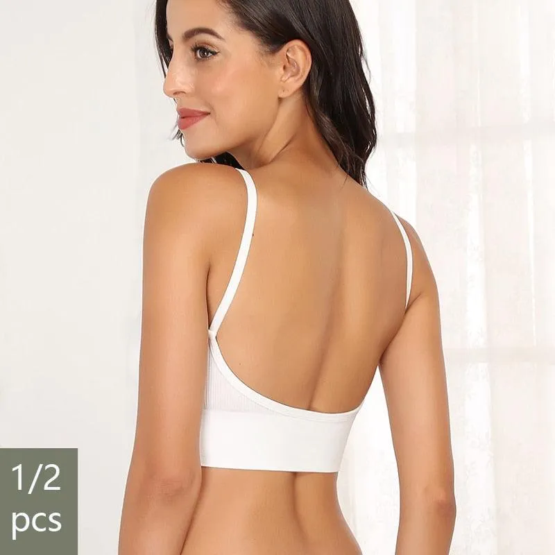 1 or 2 Piece U Type Backless Bra Push Up Bralette Brassiere Seamless Bra