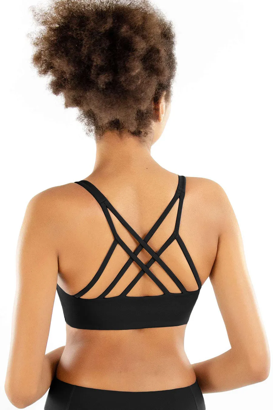 4 for $54 - Black Kelly Strappy Padded Sports Bra - Women