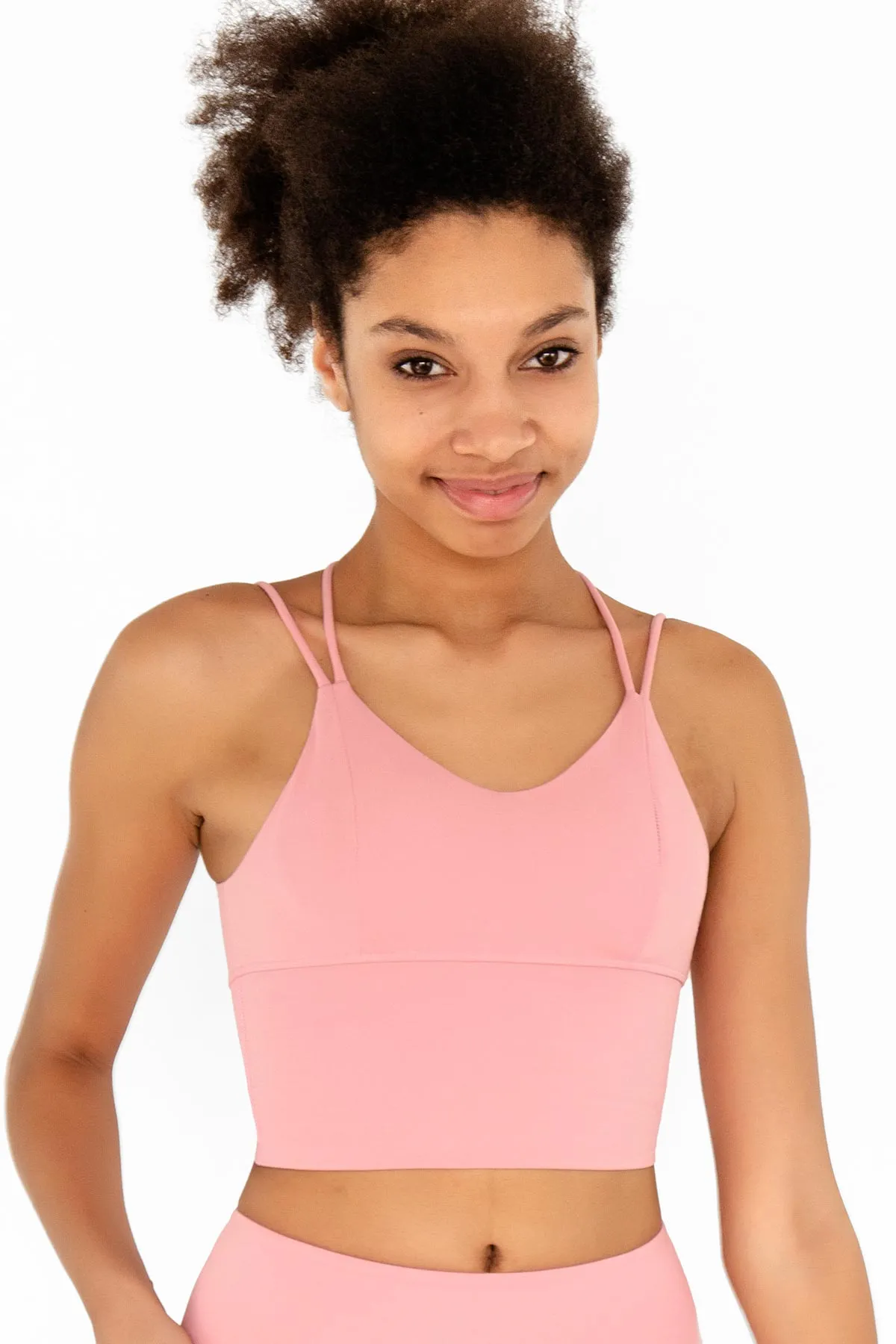 4 for $54 - Dusty Pink Kelly Strappy Long Line Padded Sports Bra - Women