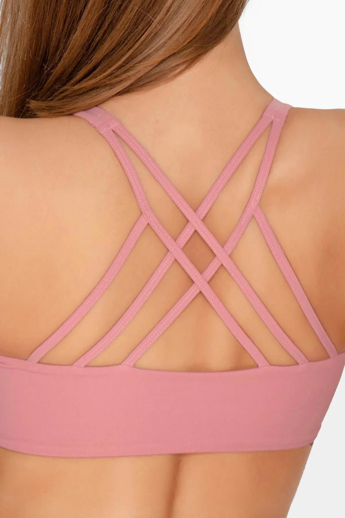 4 for $54 - Dusty Pink Kelly Strappy Padded Sports Bra - Women