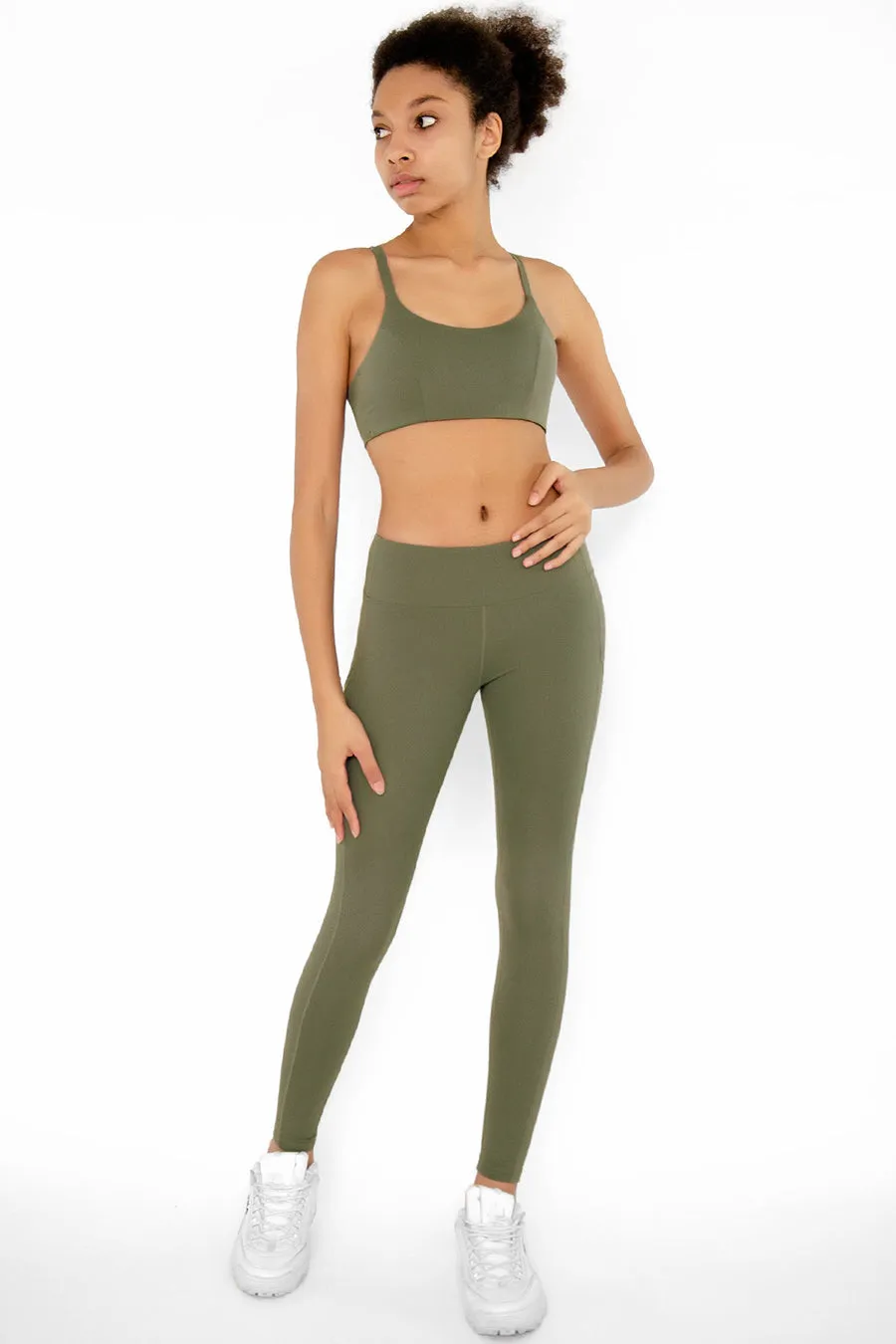 4 for $54 - Olive Khaki Green Kelly Strappy Padded Sports Bra - Women