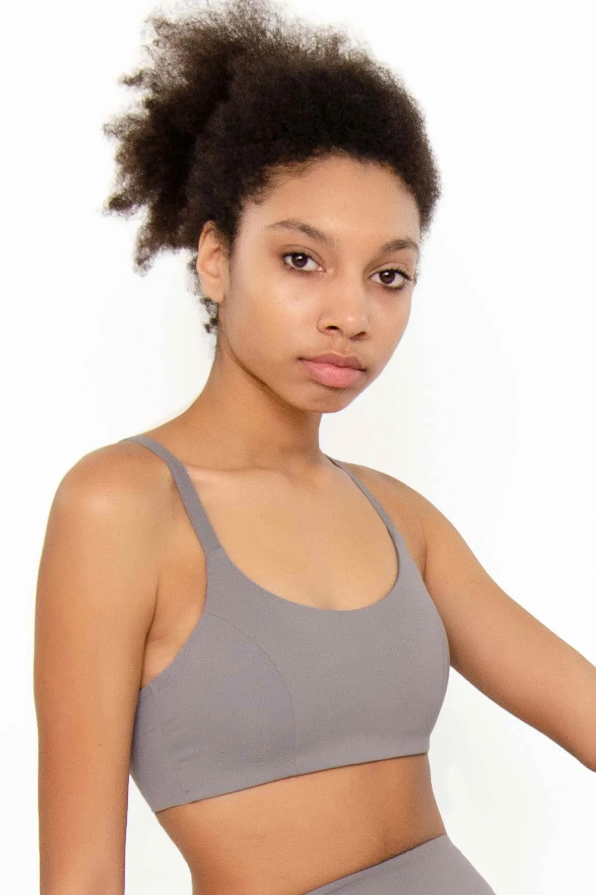 4 for $54 - Silver Grey Kelly Strappy Padded Sports Bra - Women