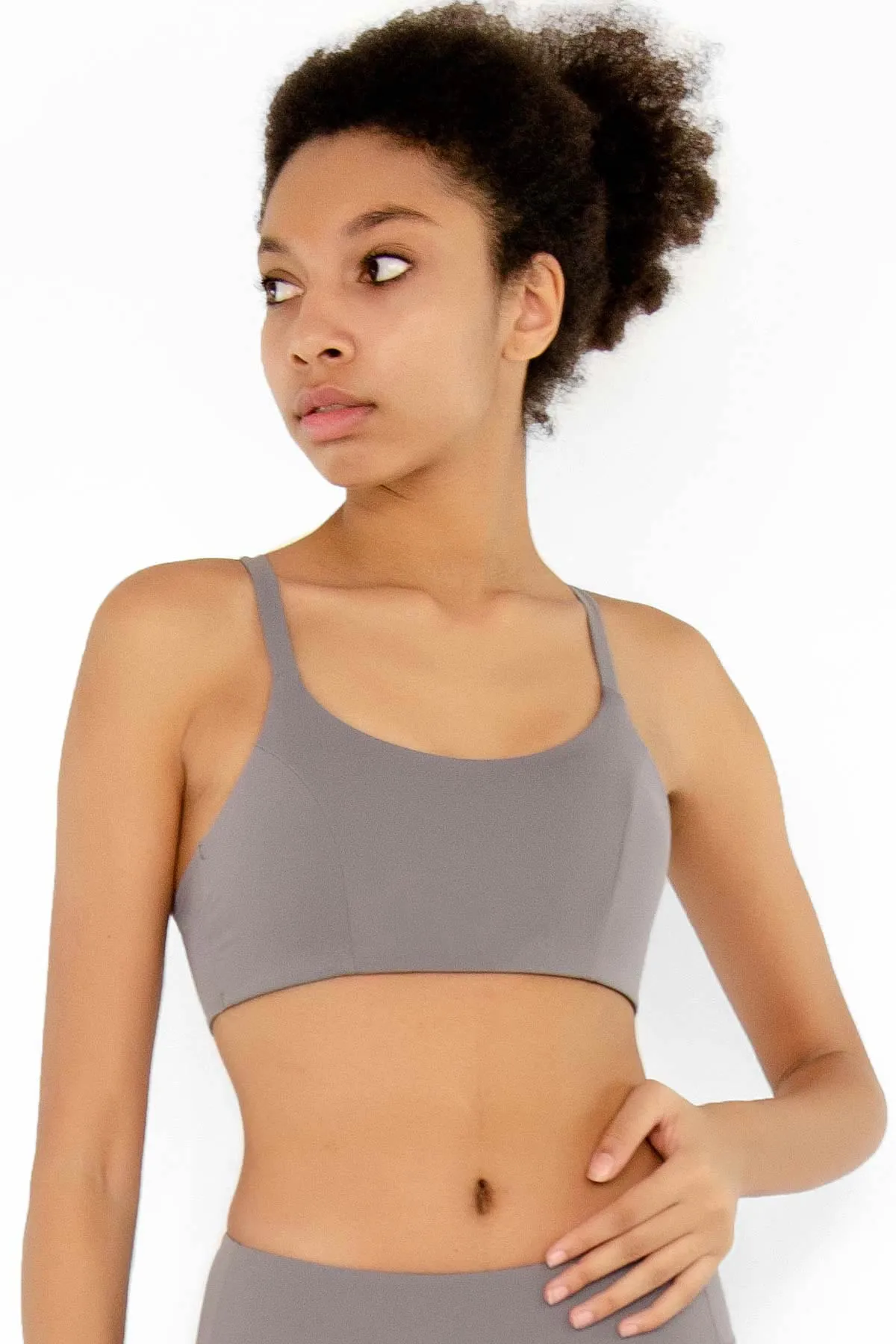 4 for $54 - Silver Grey Kelly Strappy Padded Sports Bra - Women