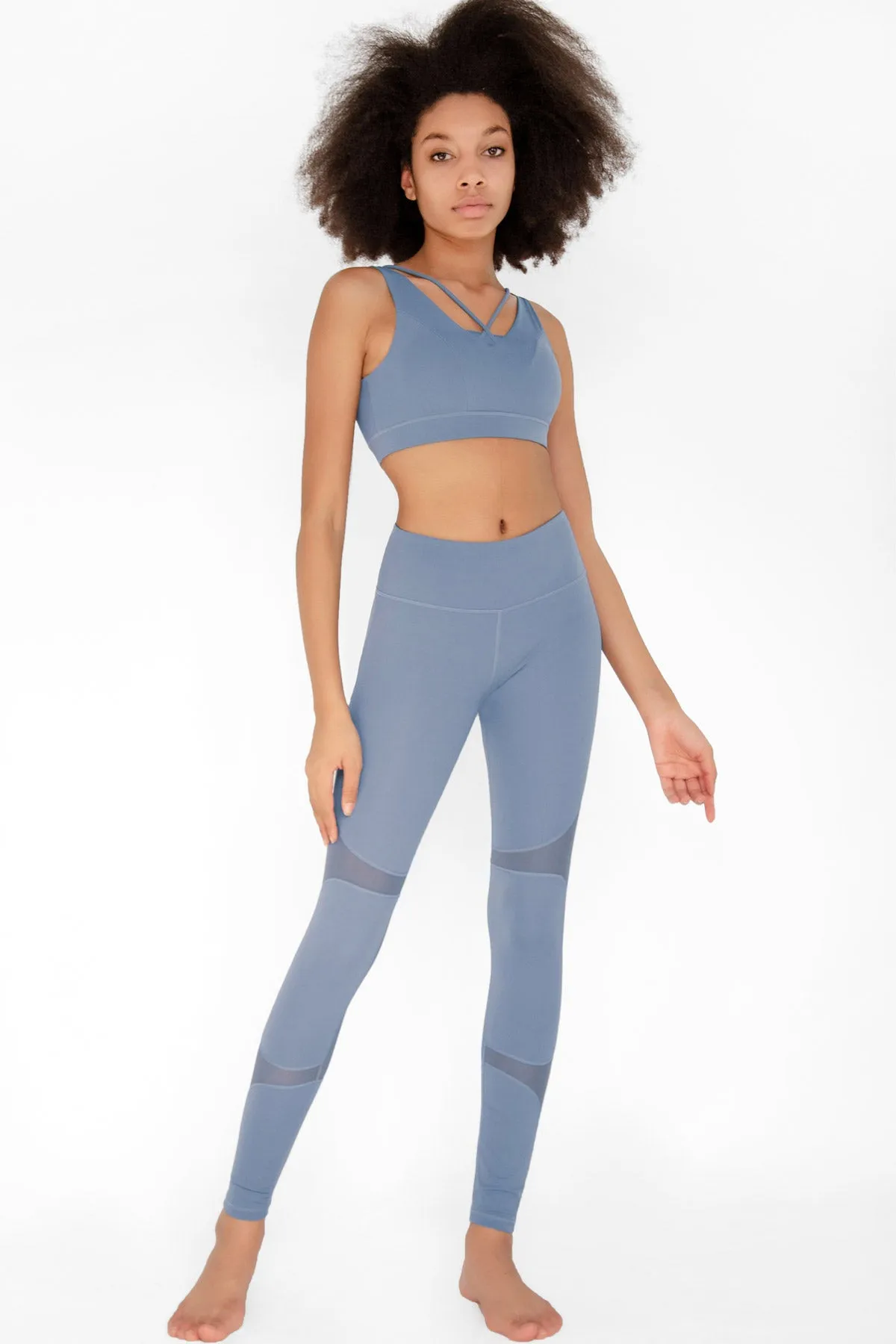 4 for $54 - Sky Blue Kelly Strappy Open-Back Padded Sports Bra - Women