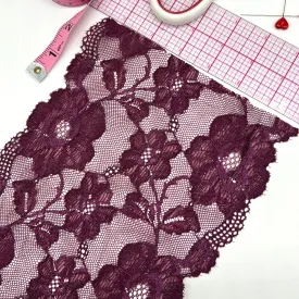 7" (18cm) Wide Plum Color Stretch Lace- 1 Yard