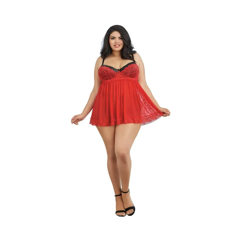 Babydoll, G-String - 1x - Ruby