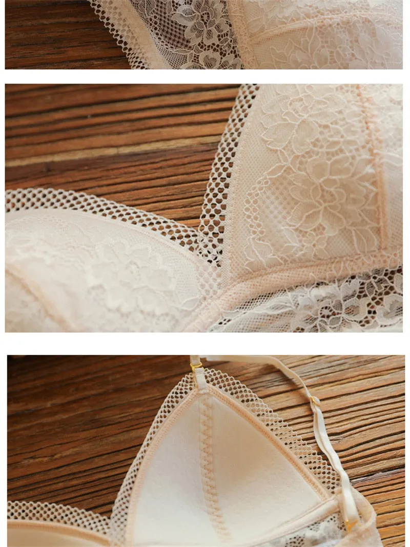 Backless Bra Triangular U-Shape Beauty Back Lingerie Dot Mesh Thin Soft Seamless Bralette