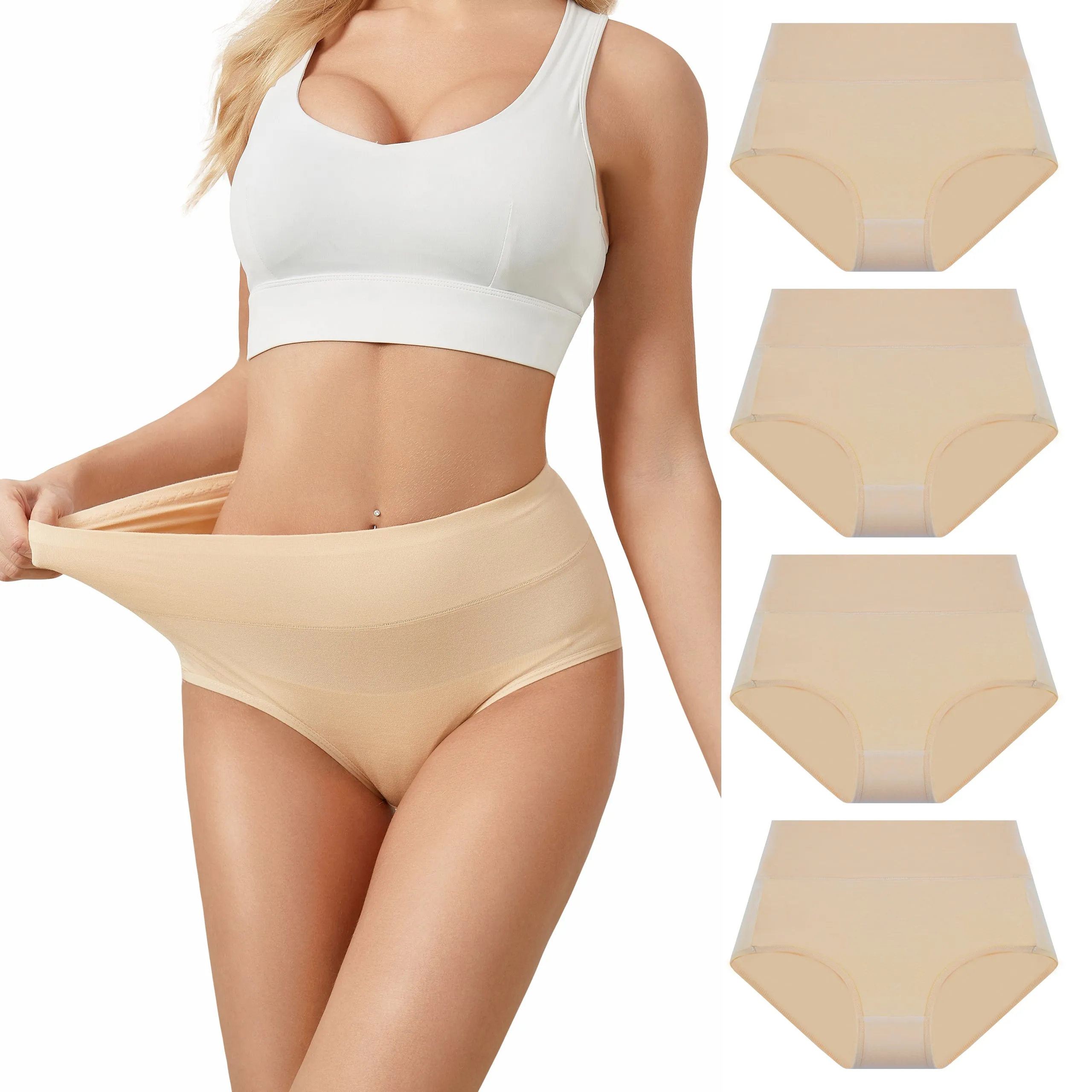 Bamboo Fiber Women Luxury Underwear Silky Ultra Soft Briefs Breathable Stretch High Waist Panties 4 pack