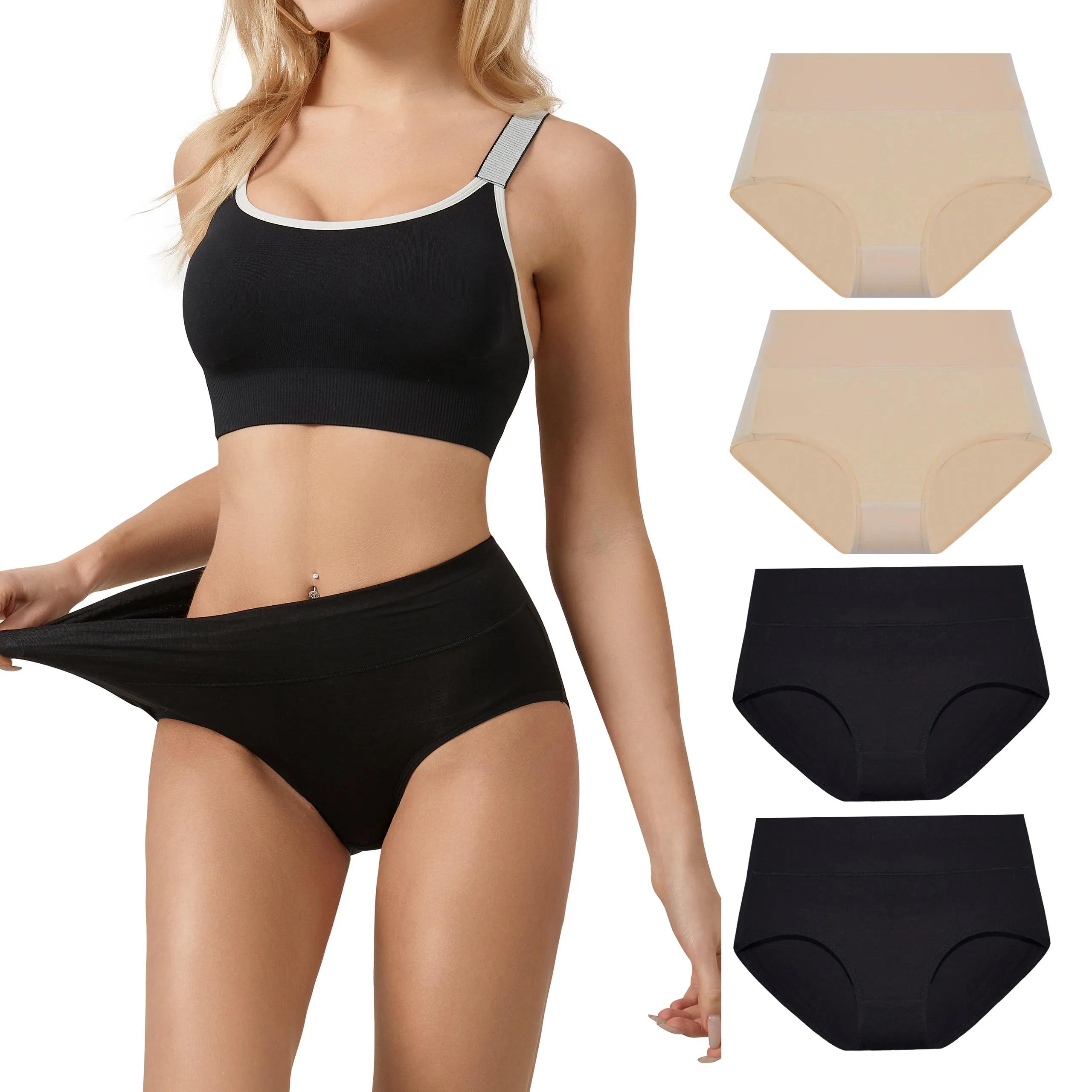 Bamboo Fiber Women Luxury Underwear Silky Ultra Soft Briefs Breathable Stretch High Waist Panties 4 pack