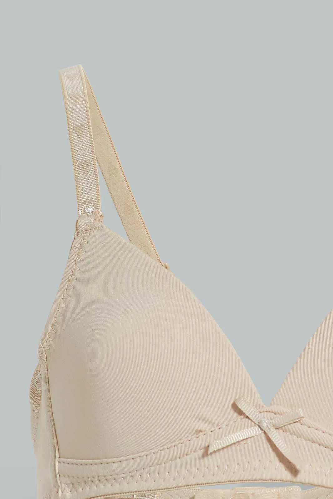 Beige And White Padded Bra For Senior Girls (Pack of 2)