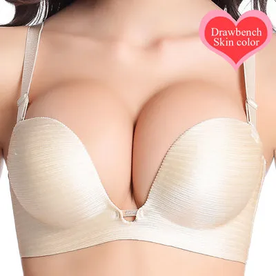 DeRuiLaDy Super Push Up Bra Half Cup Sexy Backless Strapless Underwear Brassiere Plus Size C Cup Seamless Bras For Women Sutian