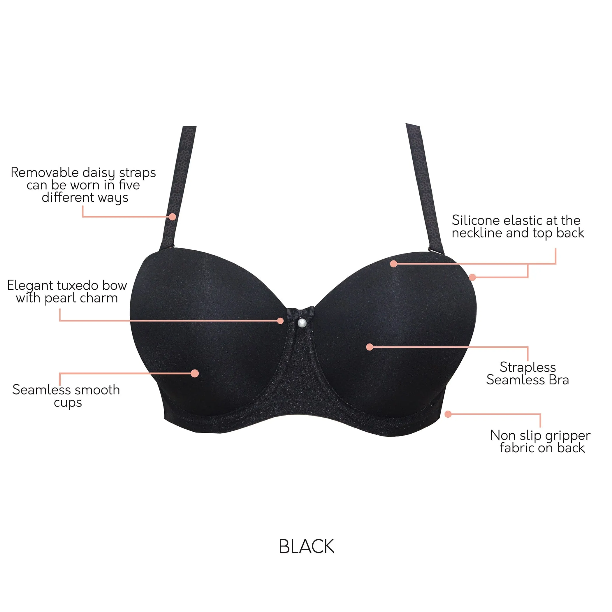 Elise Strapless Bra - Black