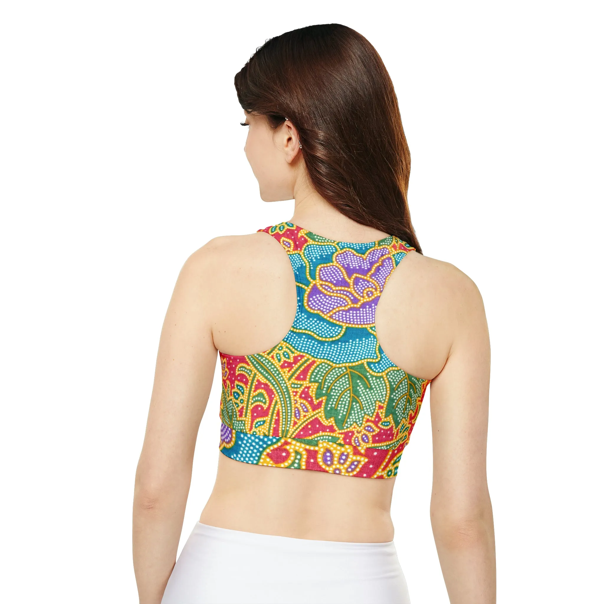 Green and red flowers - Inovax Padded Sports Bra