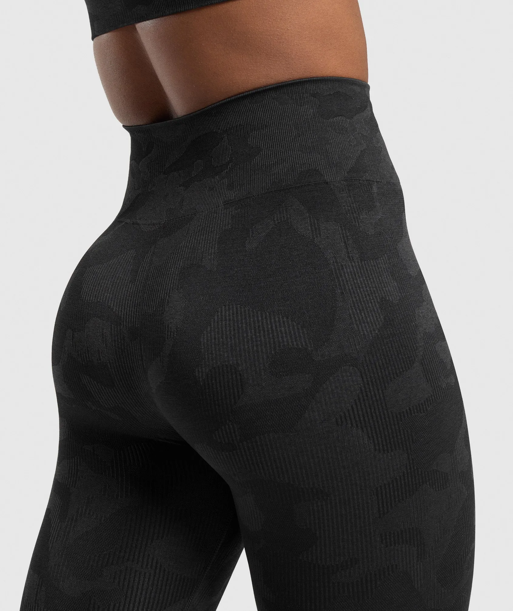 Gymshark Adapt Camo Seamless Leggings - Black/Asphalt Grey