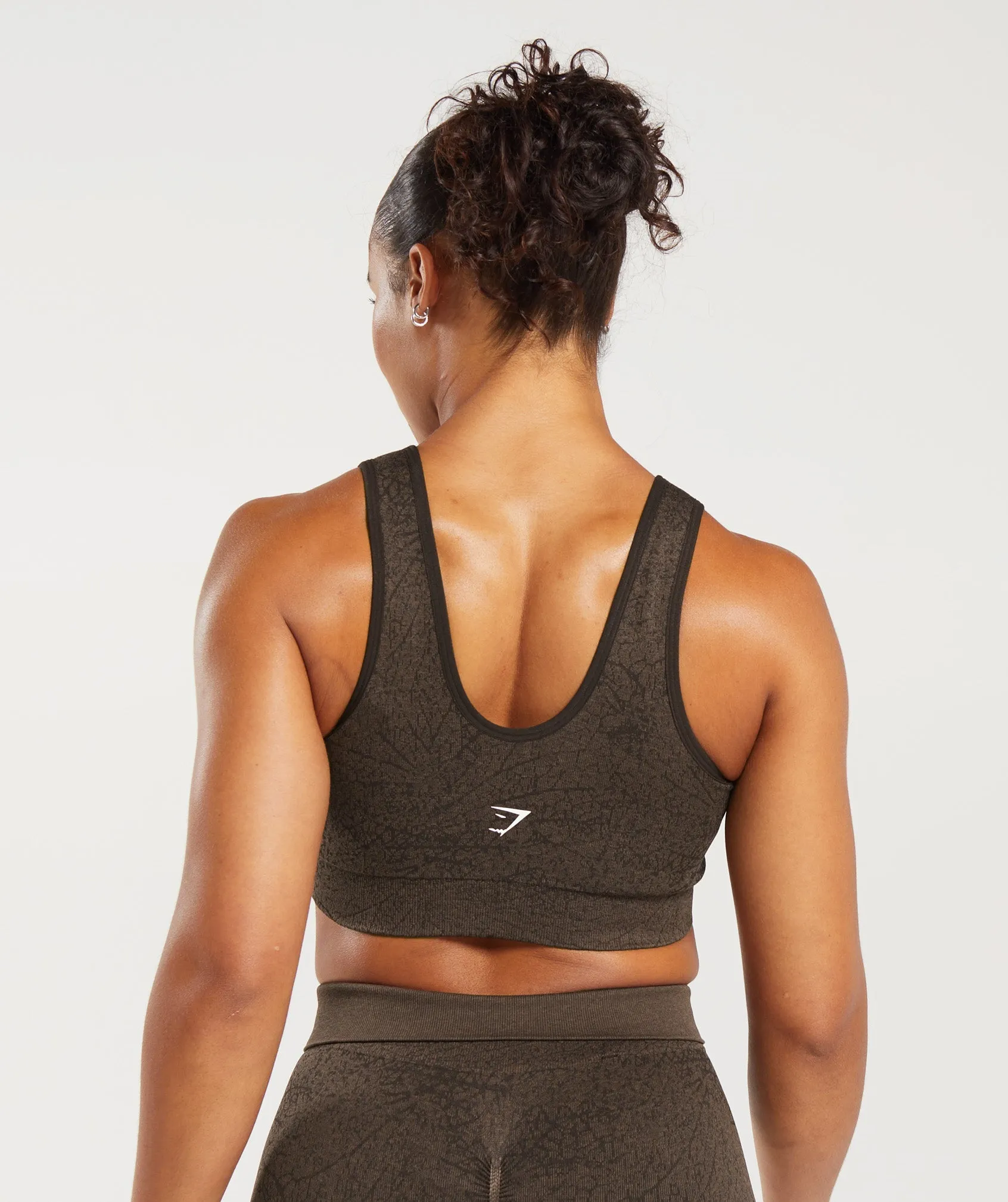 Gymshark Adapt Pattern Seamless Longline Bra - Woodland Brown/Soul Brown