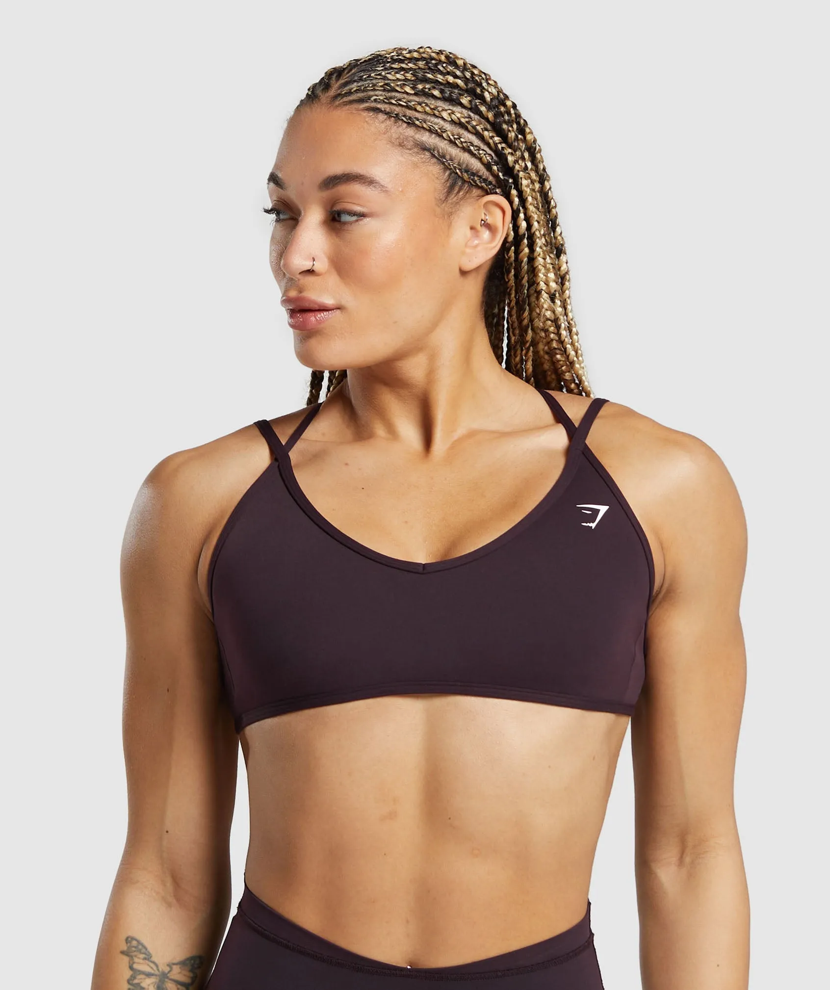 Gymshark Back Gains Sports Bra - Plum Brown