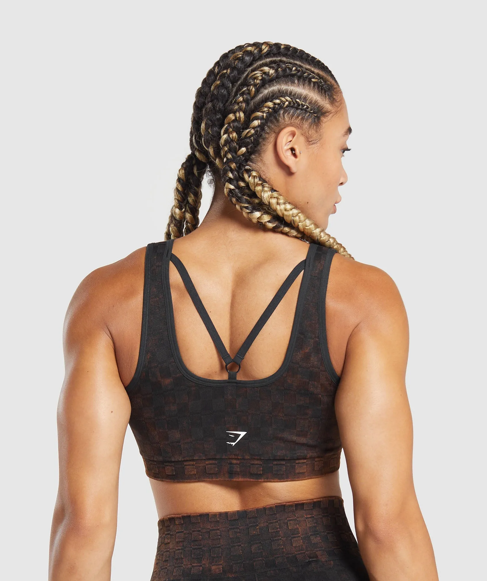 Gymshark Check Seamless Washed Sports Bra - Black