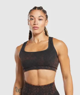 Gymshark Check Seamless Washed Sports Bra - Black