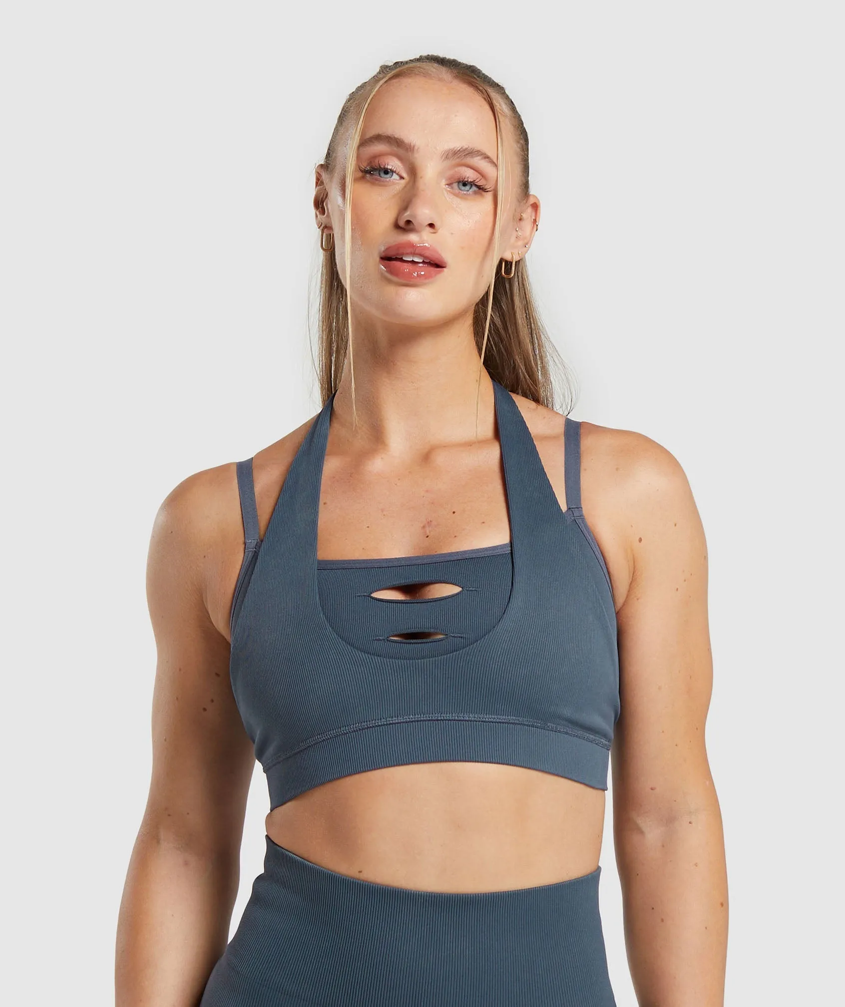 Gymshark Gains Seamless Bralette - Titanium Blue