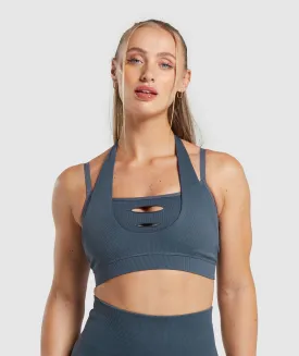 Gymshark Gains Seamless Bralette - Titanium Blue