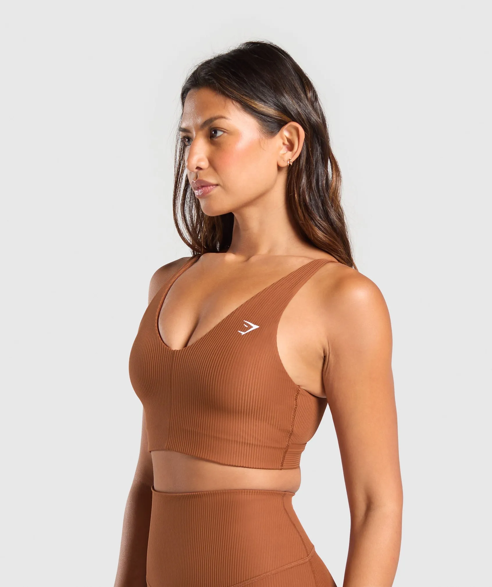 Gymshark Ribbed Sports Bra - Copper Brown