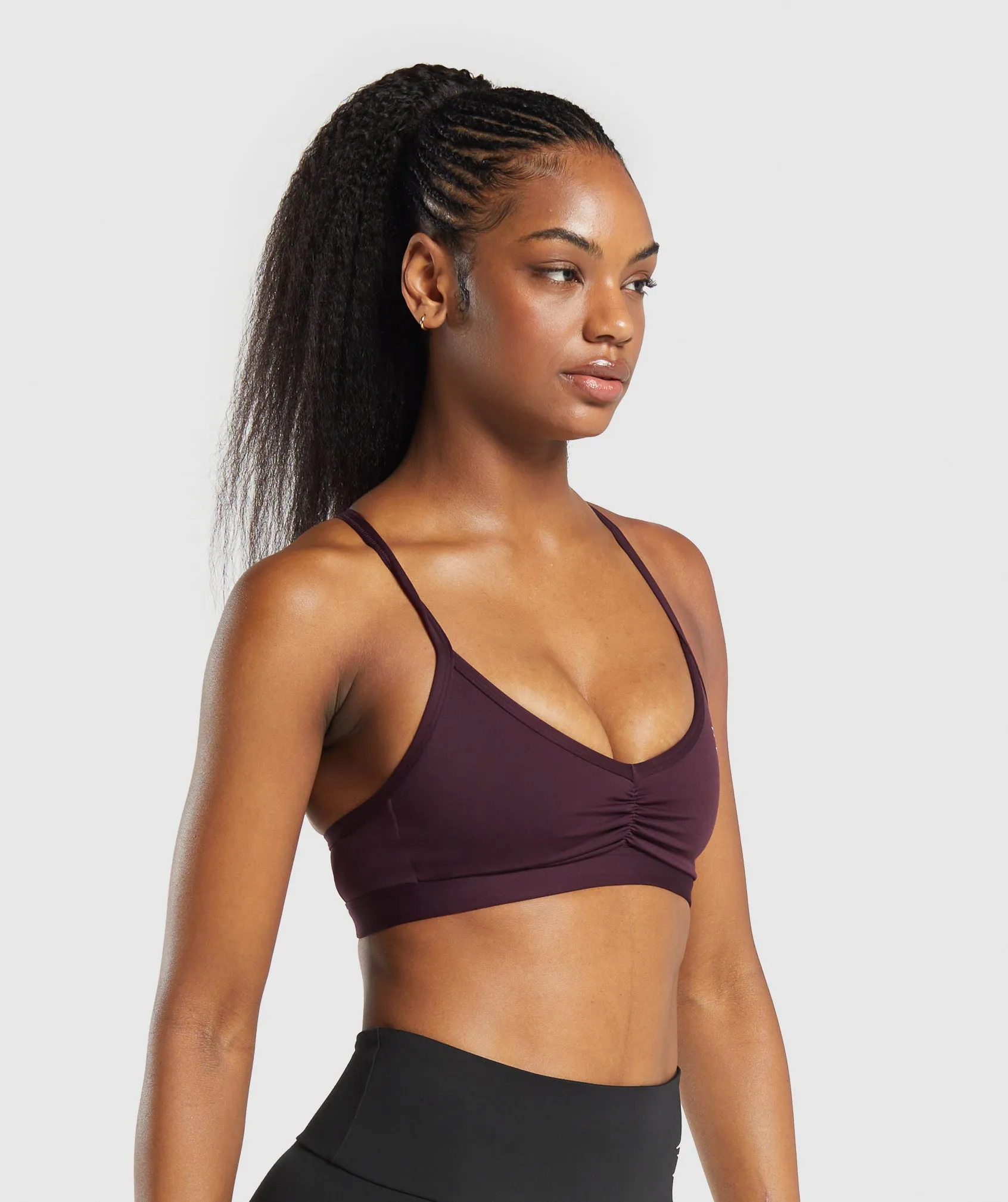 Gymshark Ruched Strappy Sports Bra - Depth Purple