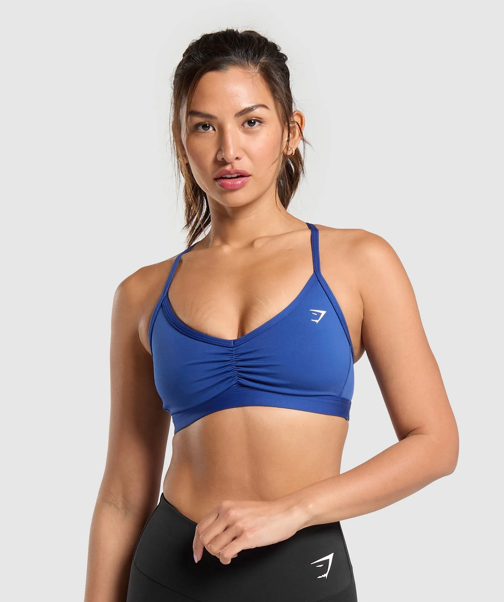 Gymshark Ruched Strappy Sports Bra - Wave Blue