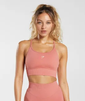 Gymshark Sweat Seamless Longline Sports Bra - Terracotta Pink