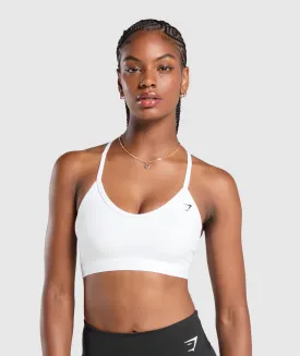 Gymshark V Neck Sports Bra - White