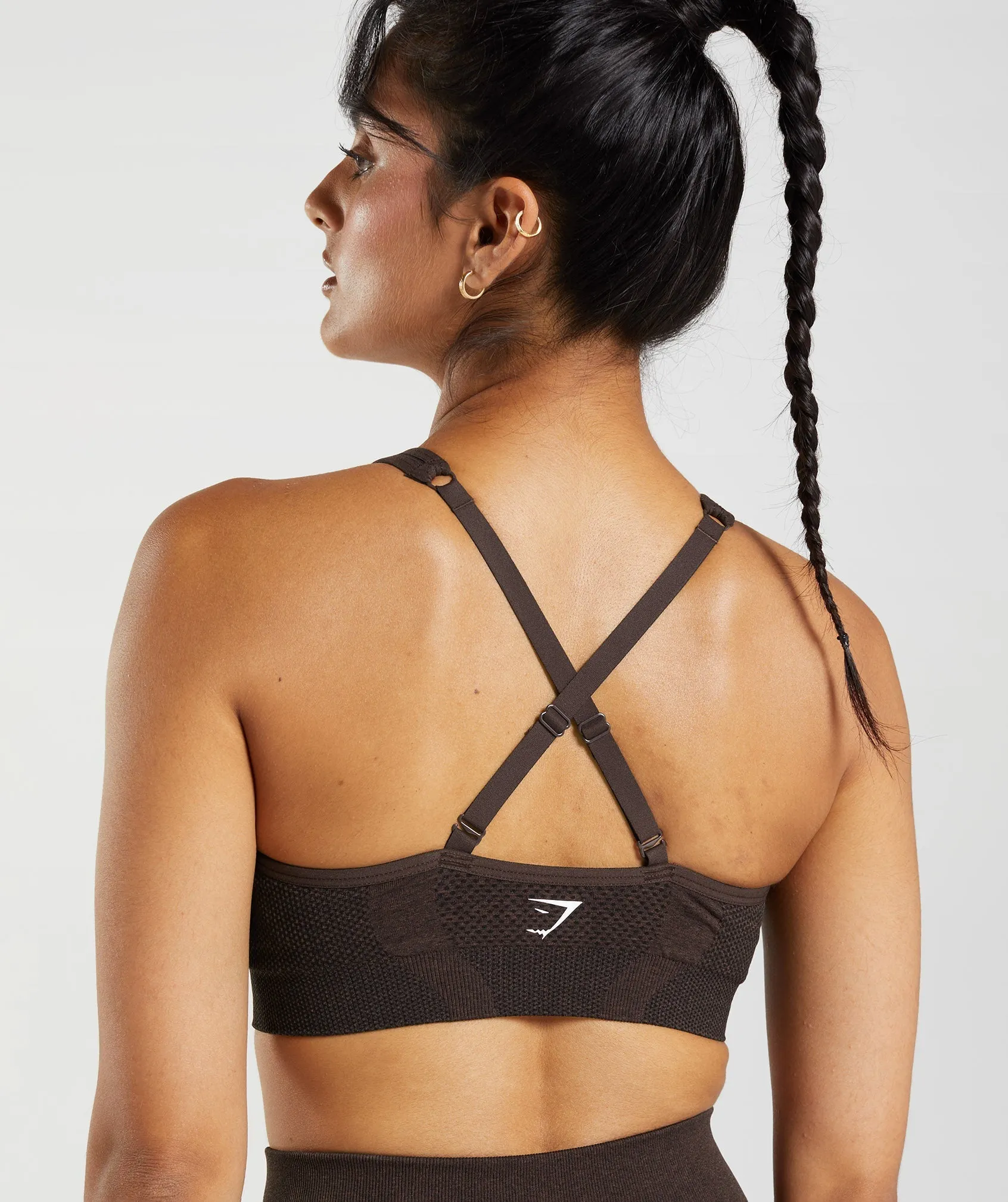 Gymshark Vital Seamless 2.0 V Neck Sports Bra - Cherry Brown Marl