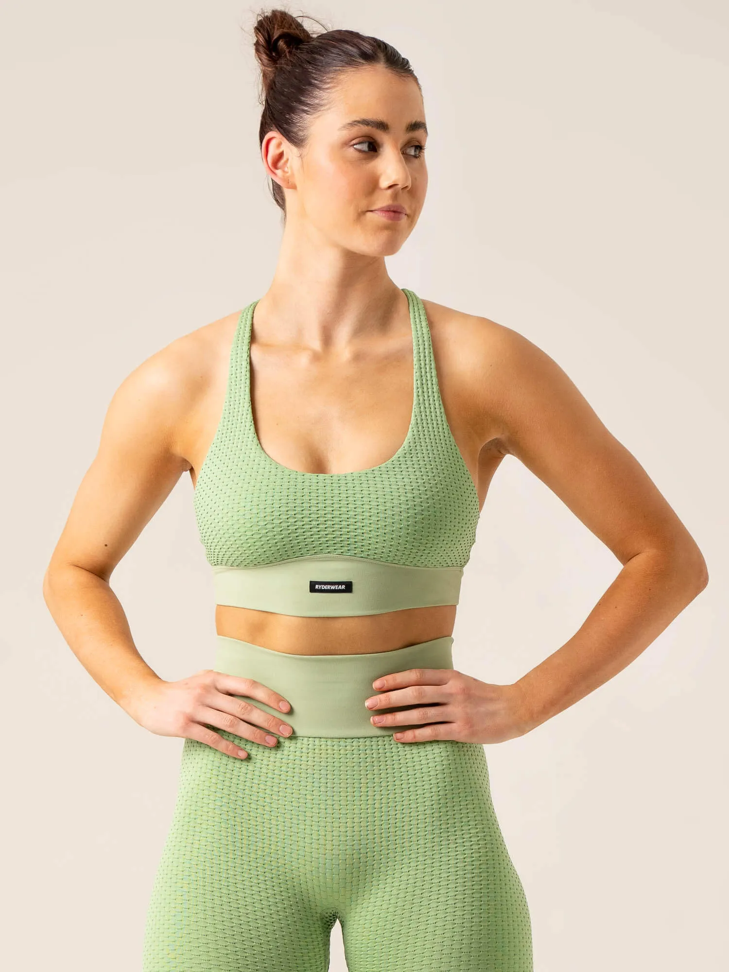 Honeycomb Seamless Sports Bra - Sage