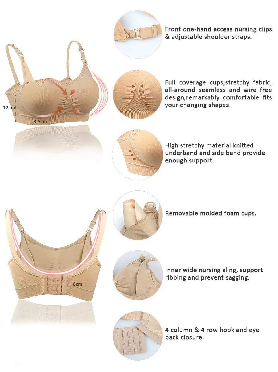 iLoveSIA 3PACK Women's underwire Body Silk Seamless Nursing Bra