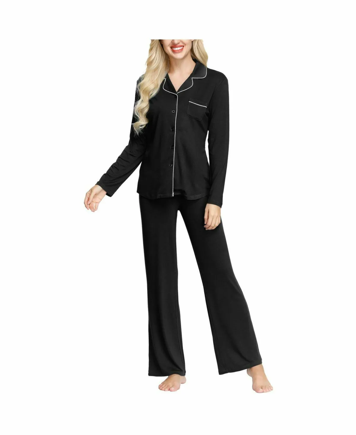 Ink Ivy Women’s Notch Collar Pajama Top and Pant Set