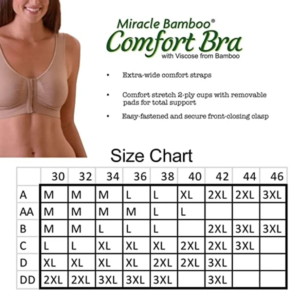 Miracle Bamboo Comfort Bra - Black - 2XL ( Bust 43-46)