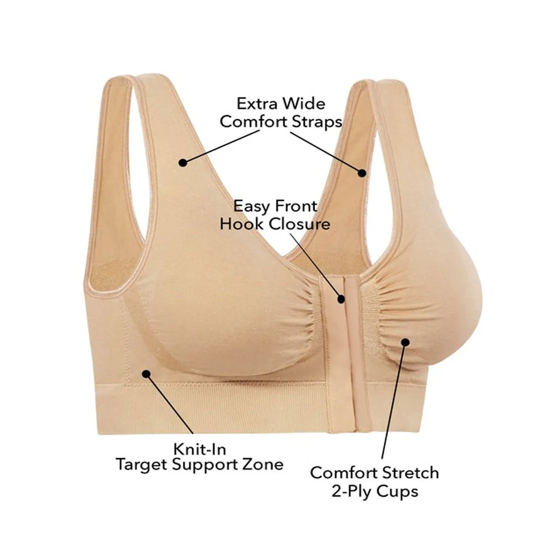 Miracle Bamboo Comfort Bra Deluxe - Set of 3 - Medium (35-37")