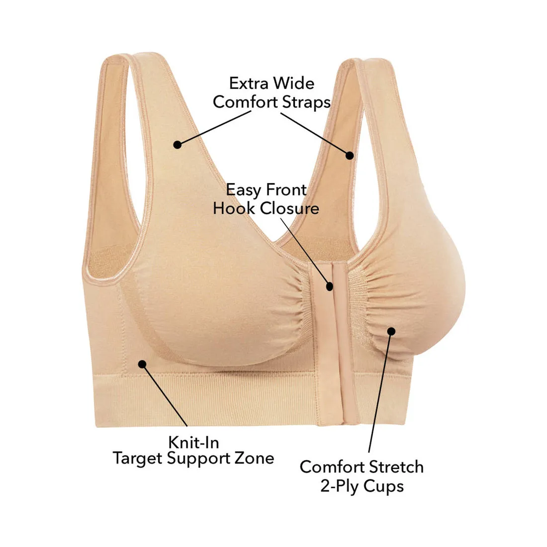 Miracle Bamboo Comfort Bra - Nude - 2XL ( Bust 43-46)