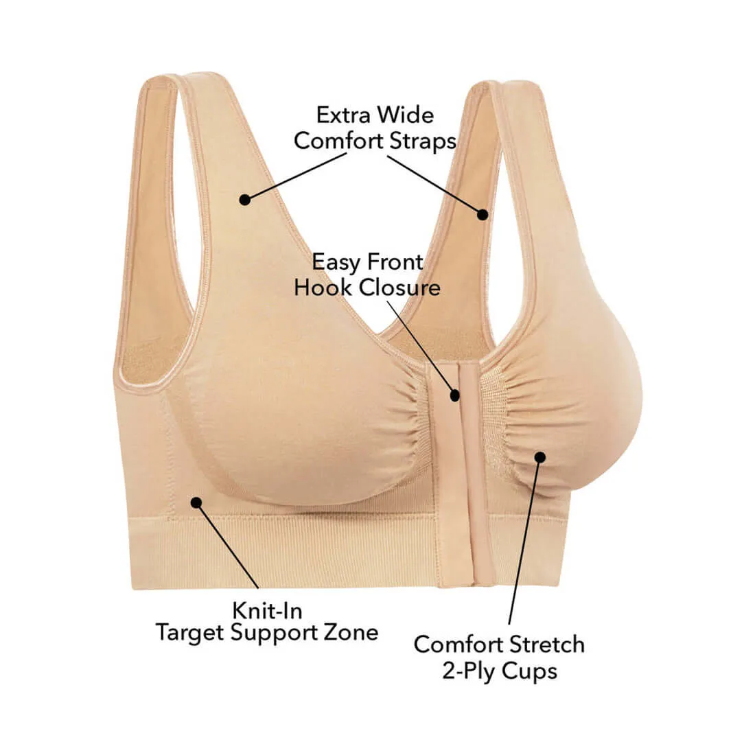 Miracle Bamboo Comfort Bra - White - 2XL ( Bust 43-46)