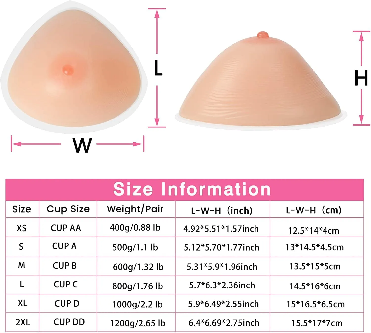 MRIMIN MTF Self Adhesive Silicone Triangle Breast Forms for Mastectomy Transgender Cosplay Trans Women