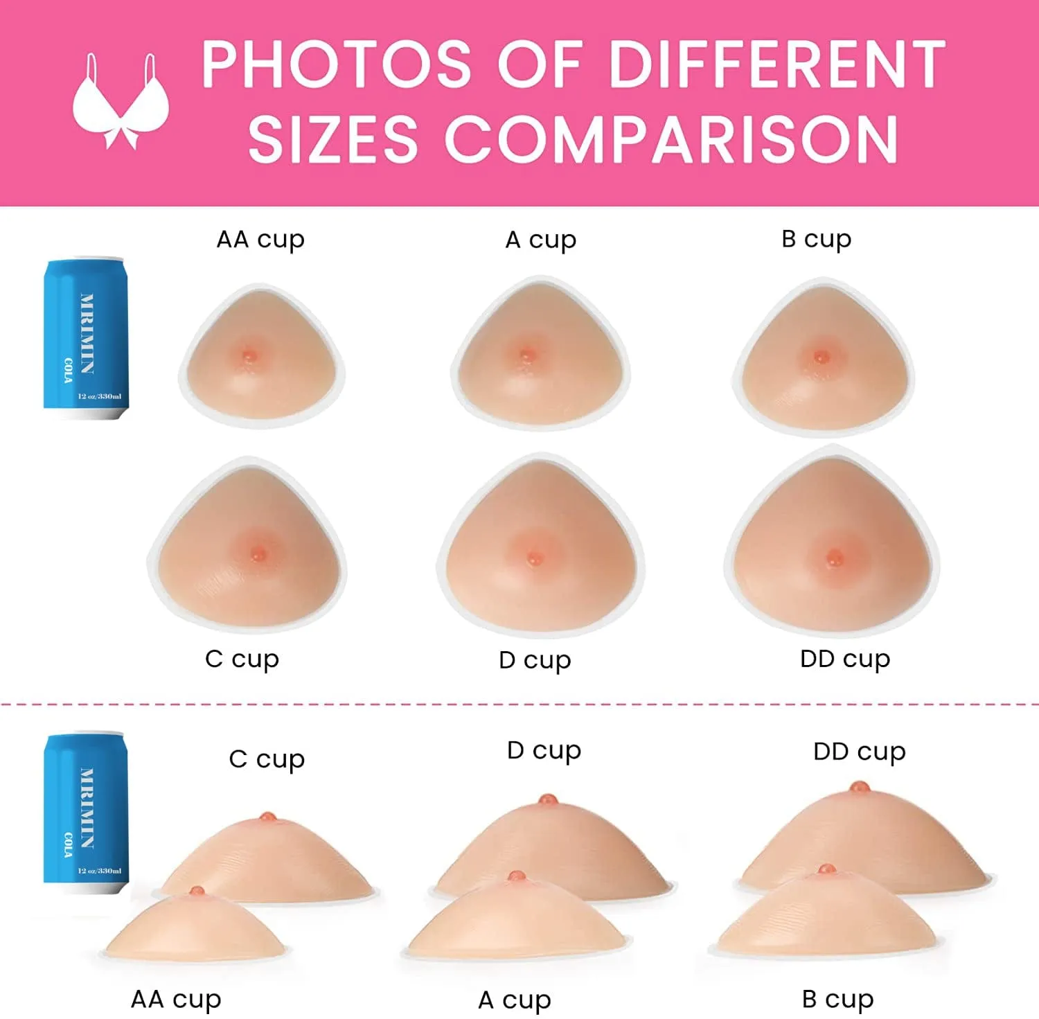 MRIMIN MTF Self Adhesive Silicone Triangle Breast Forms for Mastectomy Transgender Cosplay Trans Women