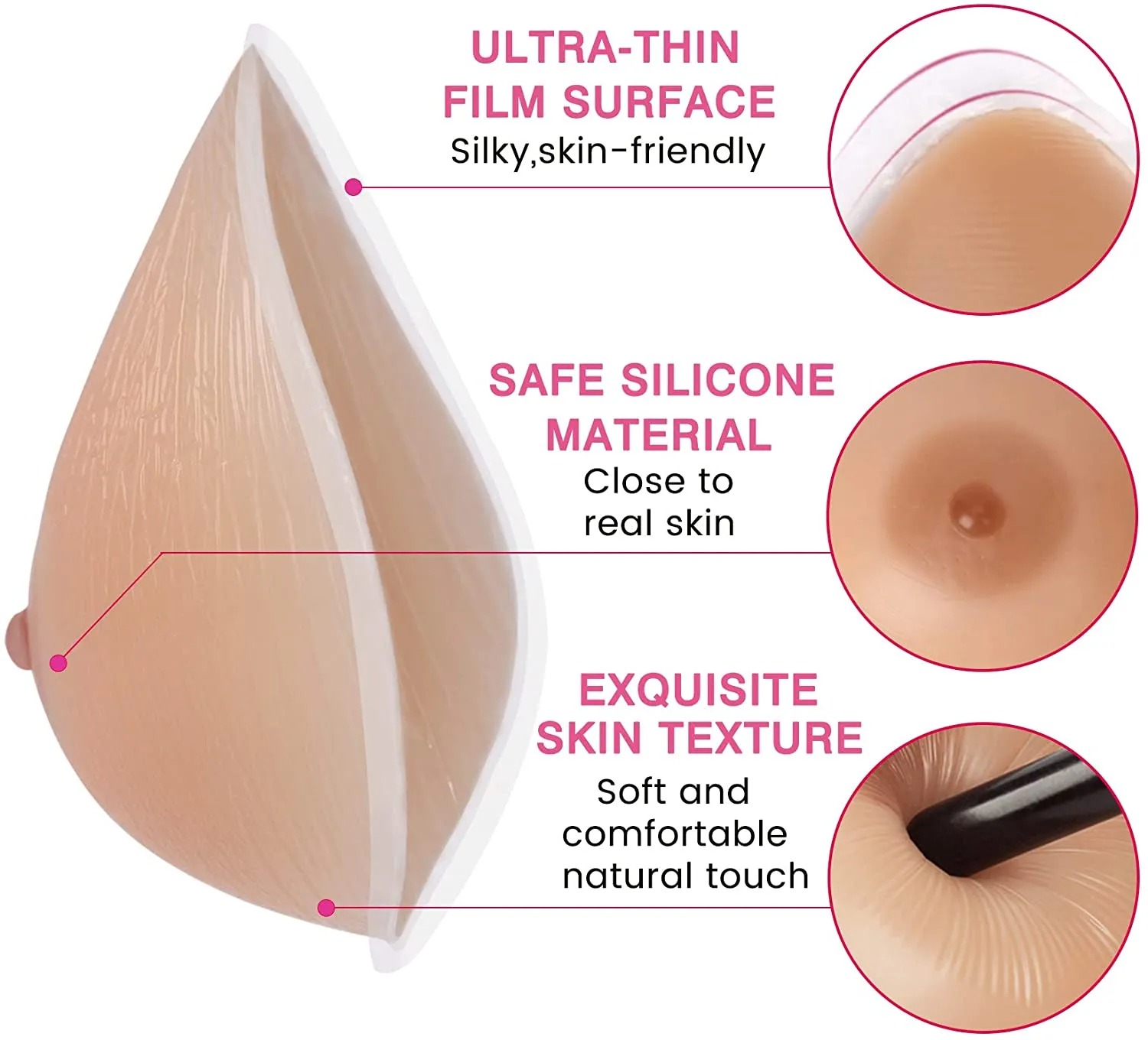 MRIMIN MTF Self Adhesive Silicone Triangle Breast Forms for Mastectomy Transgender Cosplay Trans Women