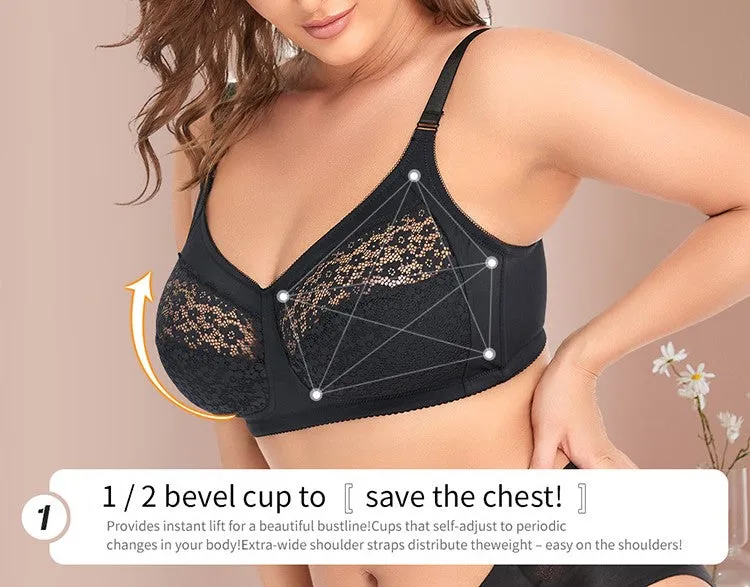 No-wire lace large cup thin plus size underwear European and American large size bra BCDEF cup