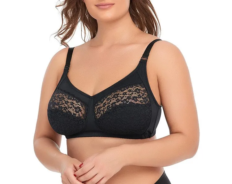 No-wire lace large cup thin plus size underwear European and American large size bra BCDEF cup