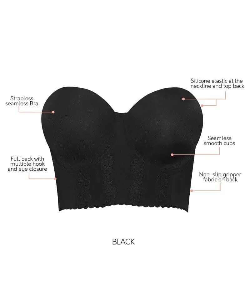 Parfait Elissa Seamless Underwire Padded Longline Strapless Bra - Black