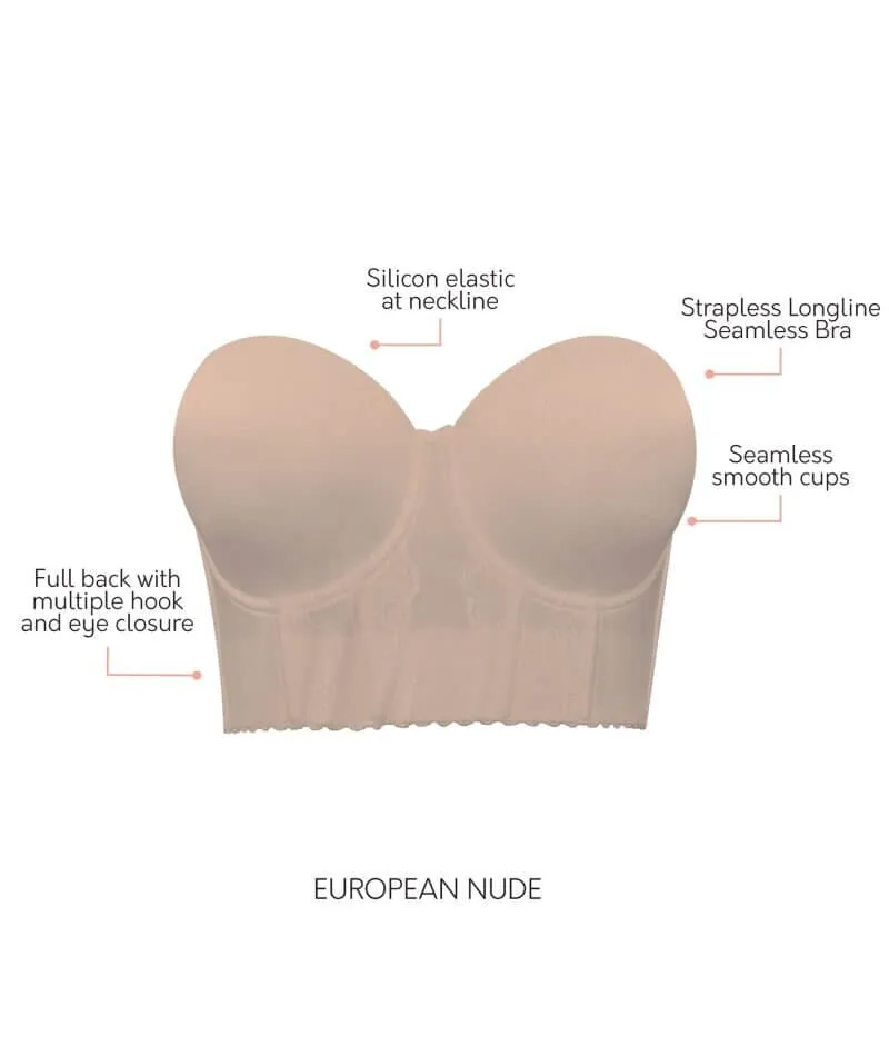 Parfait Elissa Seamless Underwire Padded Longline Strapless Bra - European Nude