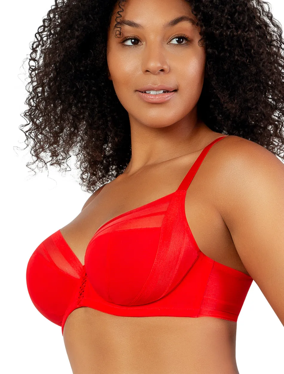 Parfait Shea Plunge Bra Underwired Unlined Bra, Racing Red | Red Parfait Plunge Bra | Red Plunge Bra