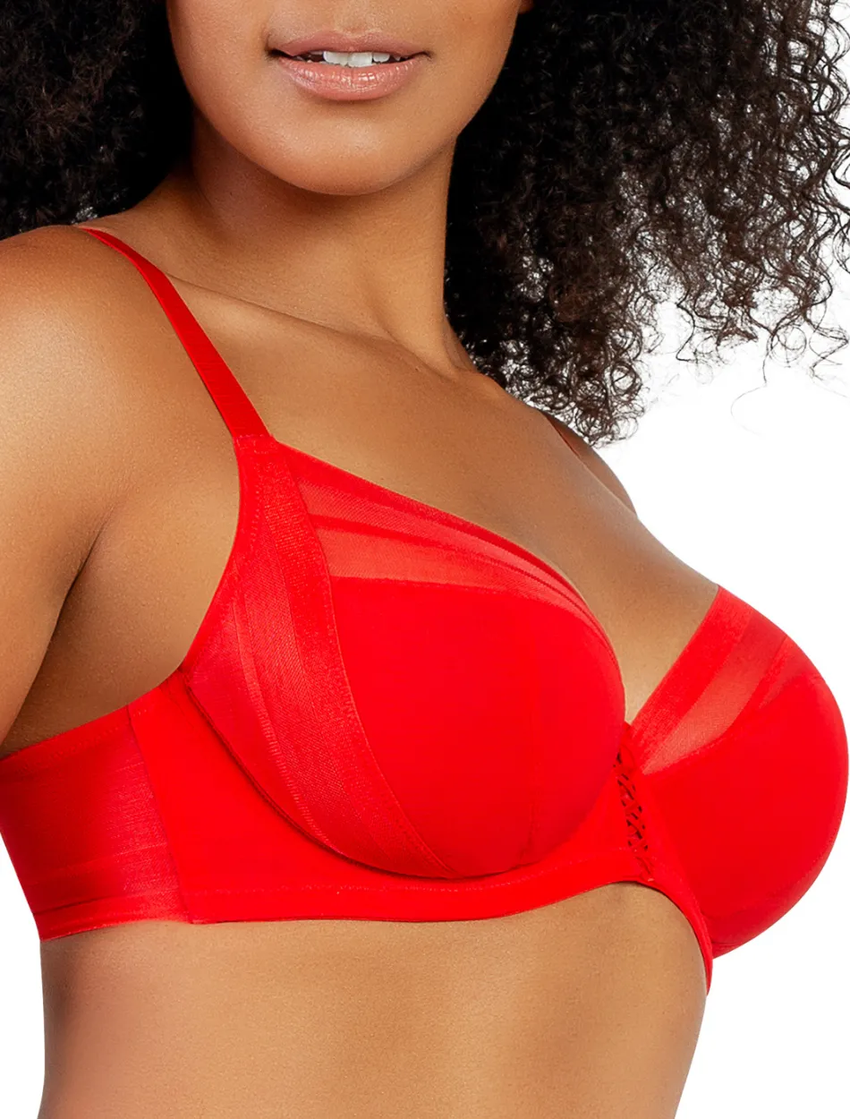 Parfait Shea Plunge Bra Underwired Unlined Bra, Racing Red | Red Parfait Plunge Bra | Red Plunge Bra