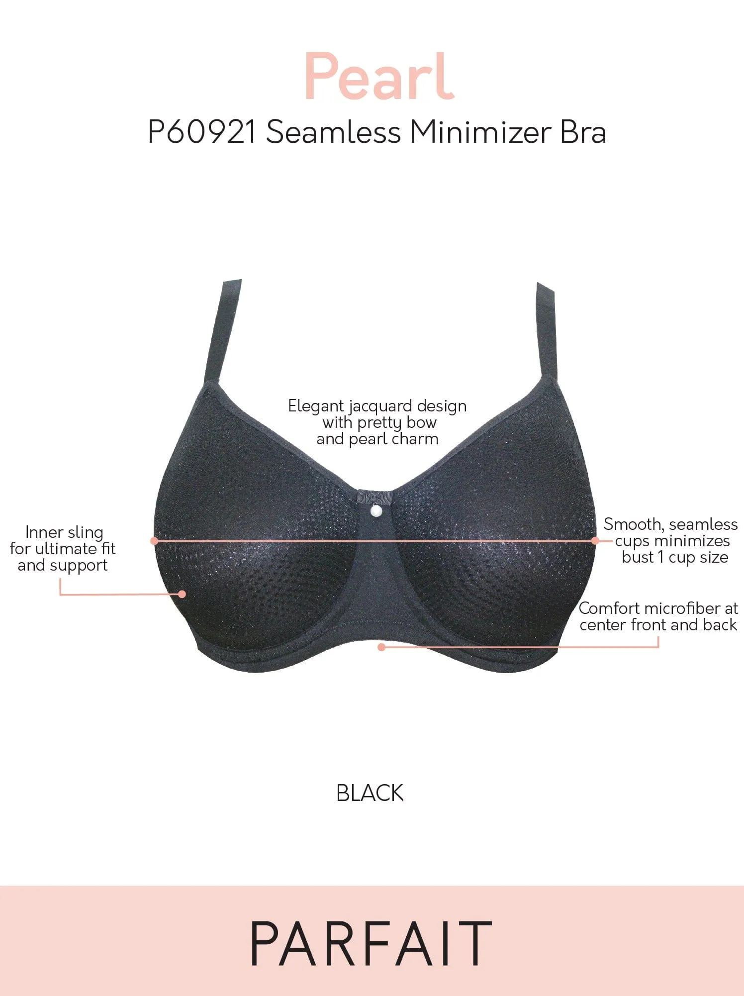 Pearl Non-padded Seamless Minimizer Bra - Black