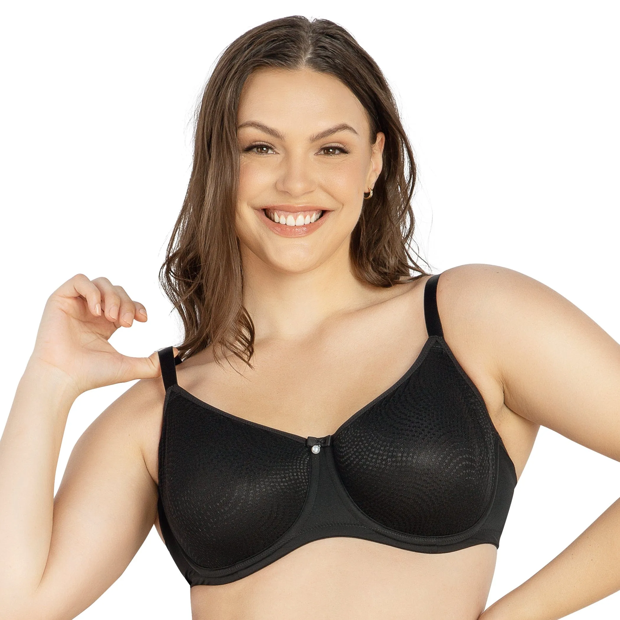 Pearl Non-padded Seamless Minimizer Bra - Black