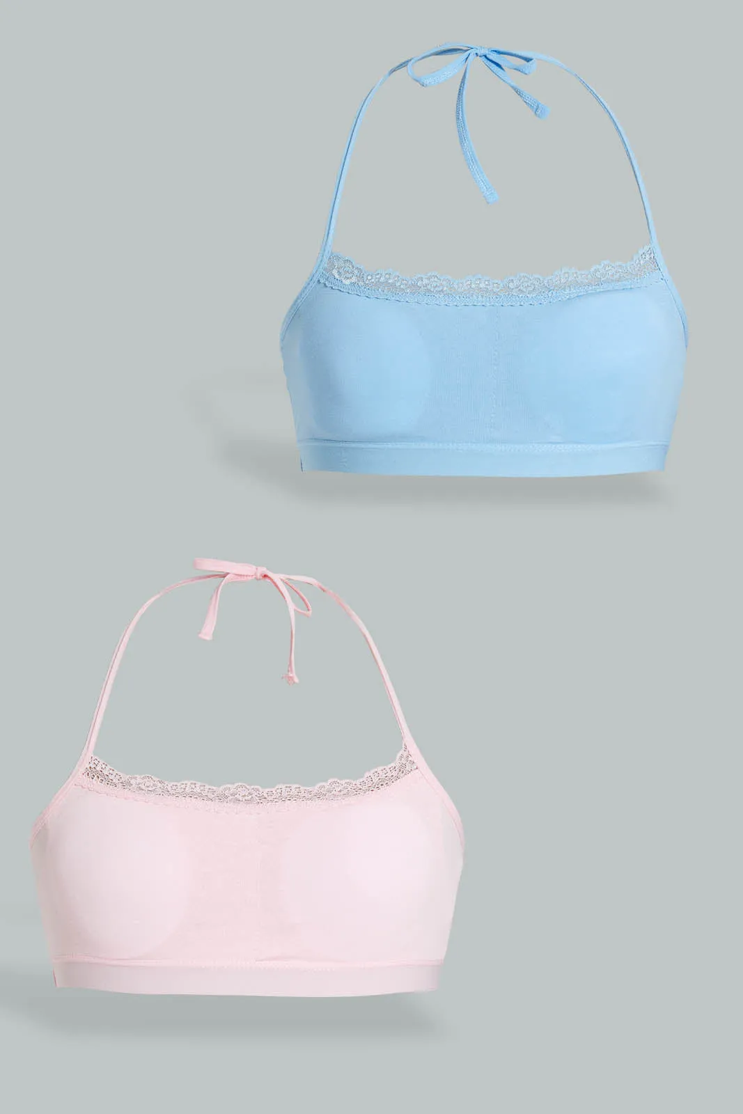 Pink And Blue Neck Strap Padded Bra (Pack of 2)