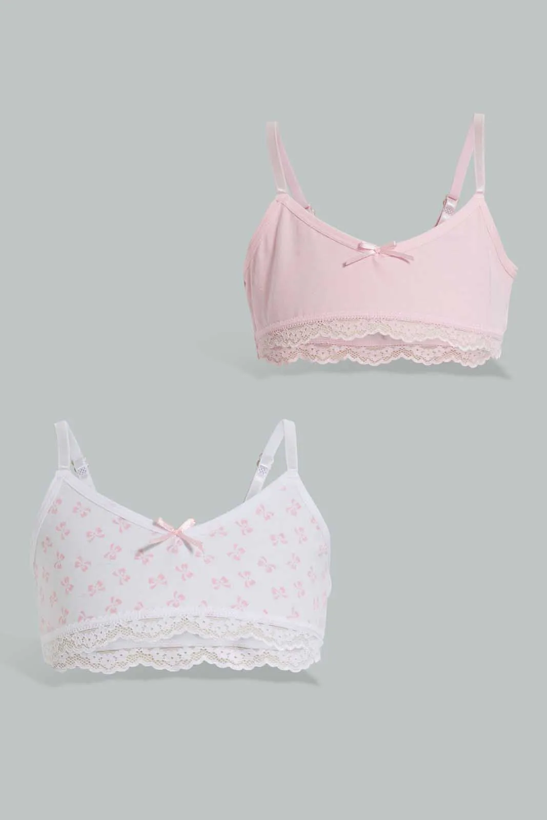 Pink And White Non-Wired Bra For Senior Girls (Pack of 2)